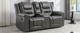 Grey Manual Recliner Chair With Storage Box And Cup Holders - Omega Lifestyles