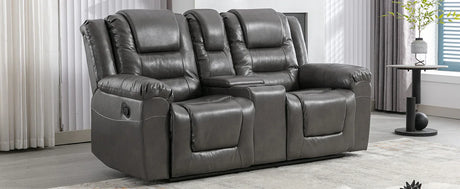 Grey Manual Recliner Chair With Storage Box And Cup Holders - Omega Lifestyles