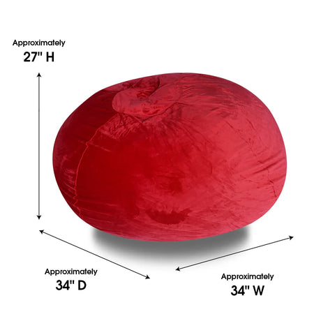 Minky Velvet Memory Foam Bean Bag Chair Red 3ft - Omega Lifestyles