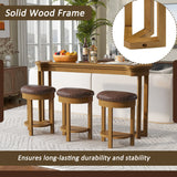 4-Piece Solid Wood Bar Table Set With Padded Stools - Omega Lifestyles