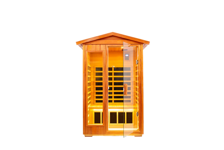 Two Person Far Infrared Khaya Wood Outdoor Sauna Room - Omega Lifestyles