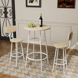 3-Piece White Oak MDF Dining Table Set With Stools - Omega Lifestyles