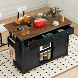Farmhouse Kitchen Island Rolling Cart With Power Outlet - Omega Lifestyles
