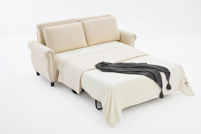 Modern Linen 2-in-1 Sleeper Sofa Bed With Memory Foam Mattress - Omega Lifestyles
