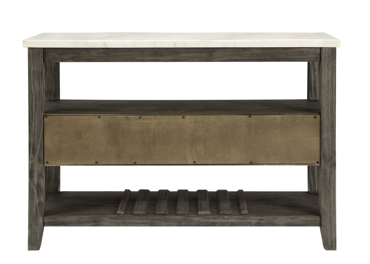 Gray Oak Marble Top Storage Server With Drawers - Omega Lifestyles