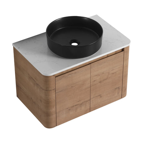 30-Inch Wall-Mounted Bathroom Vanity With Ceramic Sink - Omega Lifestyles