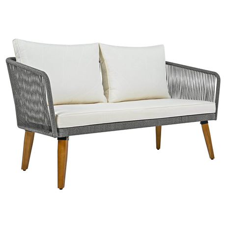 4-Piece Mid-Century Modern Woven Rope Patio Furniture Set - Omega Lifestyles