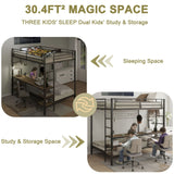 Full Over Twin Metal Bunk Bed With Desk Charging Station - Omega Lifestyles