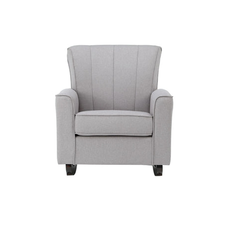 Light Gray Linen Wooden Frame Rocking Chair - Omega Lifestyles