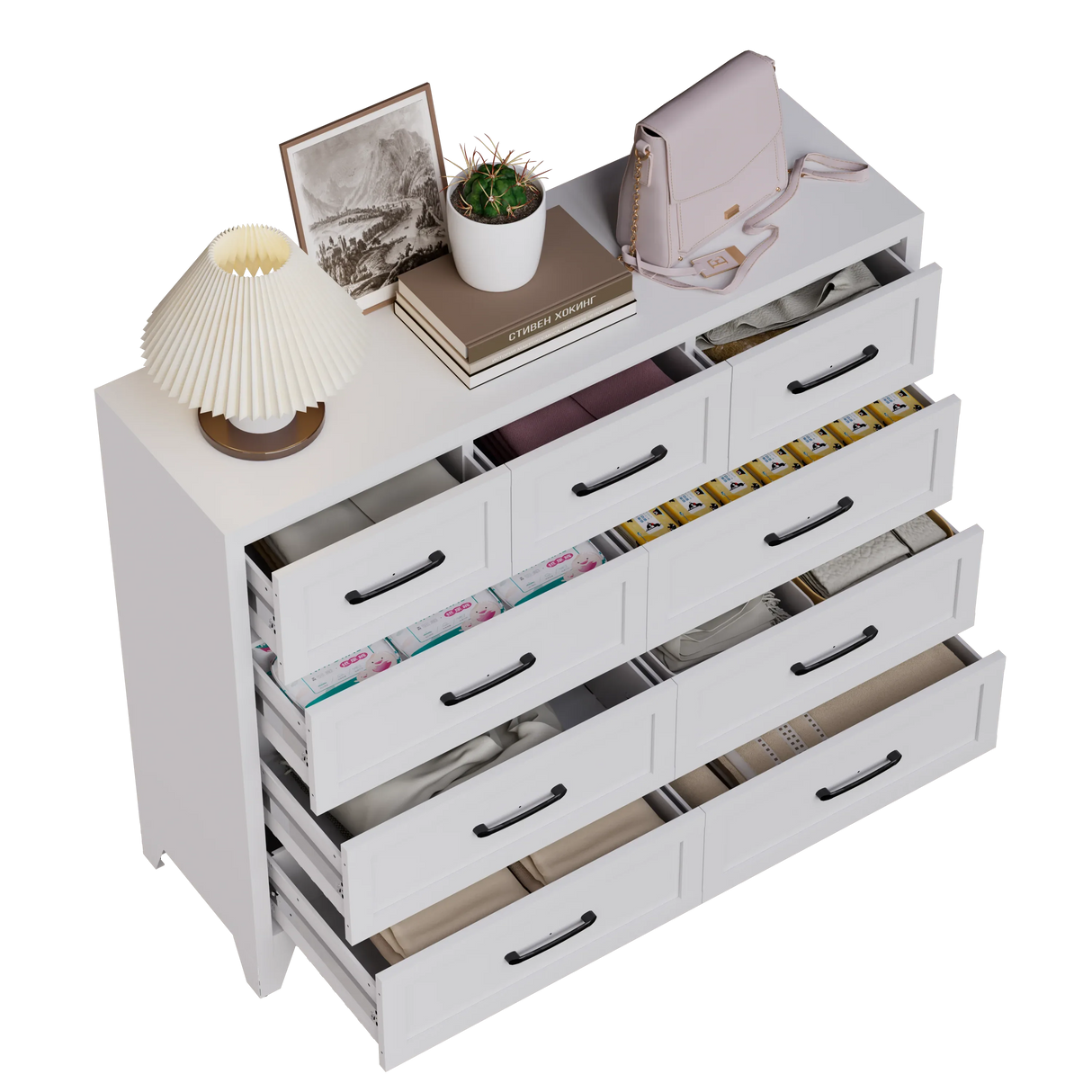 9-Drawer White Metal Tall Dresser With Smooth Drawers - Omega Lifestyles