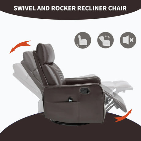 Brown Faux Leather Manual Heat Massage Recliner Chair - Omega Lifestyles