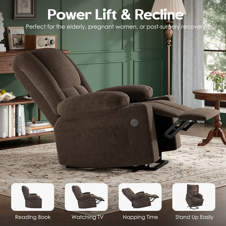 Power Lift Massage Heat Recliner Chair With USB Ports - Omega Lifestyles