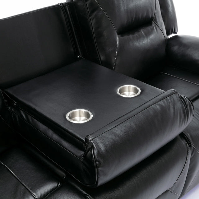 Manual Black Leather Gel Recliner Chair With LED Light Strip - Omega Lifestyles