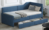 Twin L-Shaped Upholstered Corduroy Daybed With Drawers - Omega Lifestyles