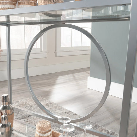 Contemporary Gray Metal Rolling Bar Cart With Shelves - Omega Lifestyles