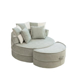 Modern Chenille Upholstered Barrel Accent Chair With Ottoman - Omega Lifestyles