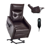 Brown Faux Leather Power Lift Recliner Chair With Massage - Omega Lifestyles