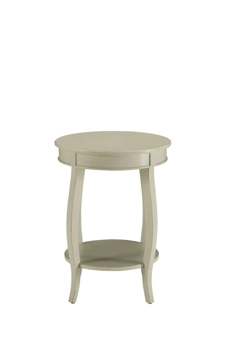 Antique White Synthetic Wood Round Leg Accent Table - Omega Lifestyles