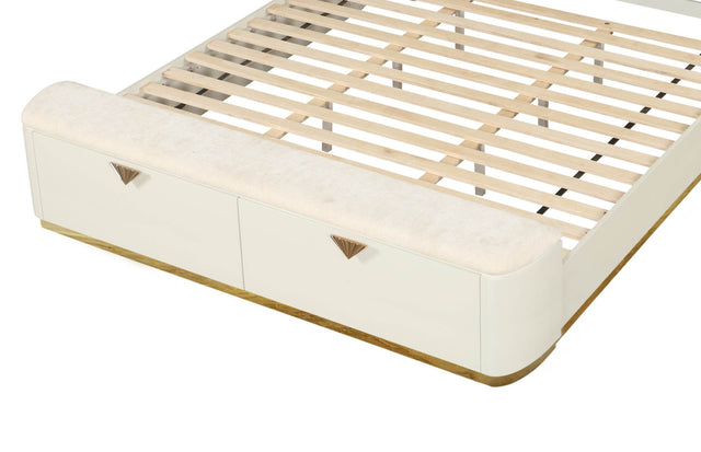 Modern Wood Upholstered Bed Frame With Storage Drawers - Omega Lifestyles