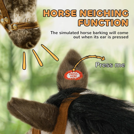 Realistic Ride-On Horse Toy With Saddle And Sound - Omega Lifestyles
