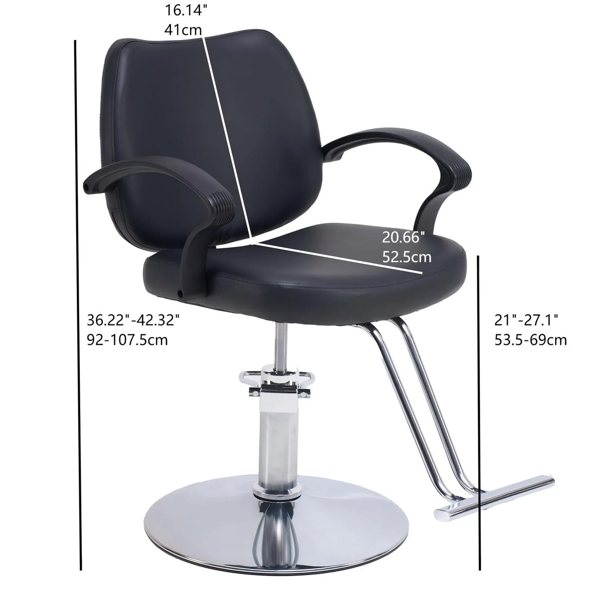 Adjustable Height Black PU Leather Barber Chair - Omega Lifestyles