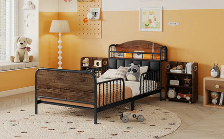 Twin Metal Platform Bed Frame With LED Light - Omega Lifestyles