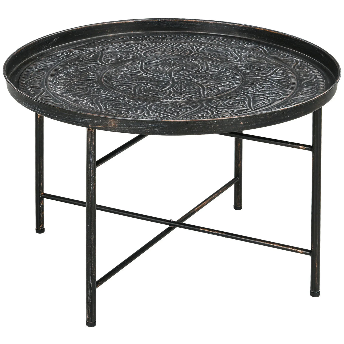 Pewter Metal 24-Inch Round Coffee Table - Omega Lifestyles