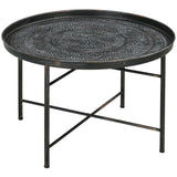 Pewter Metal 24-Inch Round Coffee Table - Omega Lifestyles