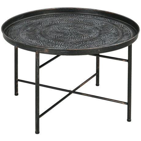 Pewter Metal 24-Inch Round Coffee Table - Omega Lifestyles