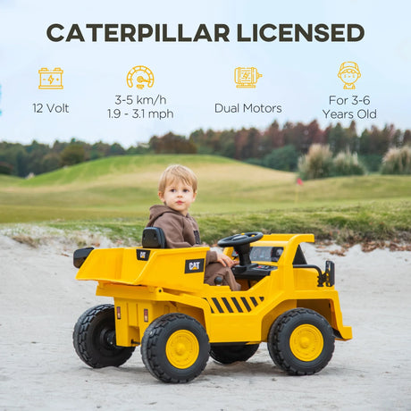 Caterpillar Licensed 12V Ride-On Dump Truck Toy - Omega Lifestyles