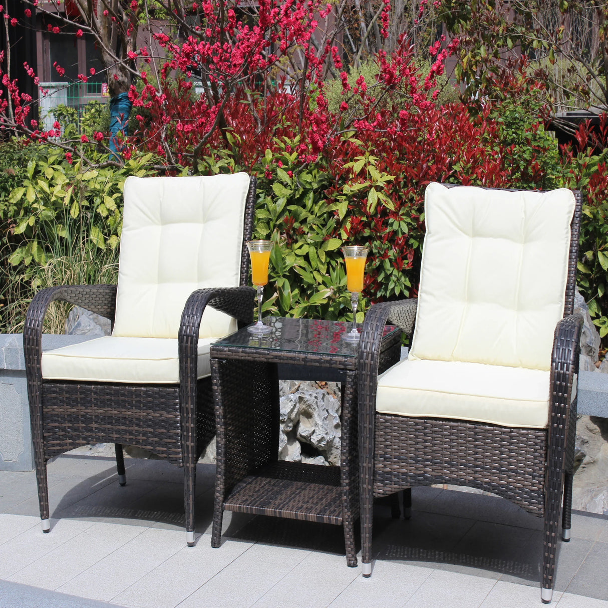 3-Piece Brown Rattan Outdoor Patio Furniture Set - Omega Lifestyles