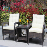 3-Piece Brown Rattan Outdoor Patio Furniture Set - Omega Lifestyles