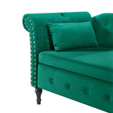 Velvet Upholstered Storage Chaise Lounge Bench - Omega Lifestyles