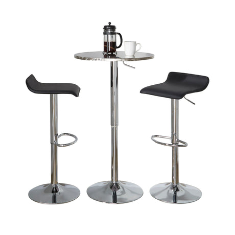 Contemporary Adjustable Height Faux Leather Bar Set 3-Piece - Omega Lifestyles