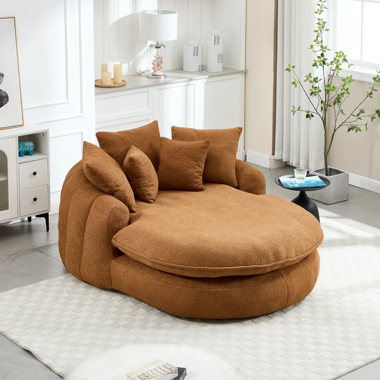 Oversized Chenille Memory Foam Bean Bag Sofa With Pillows - Omega Lifestyles