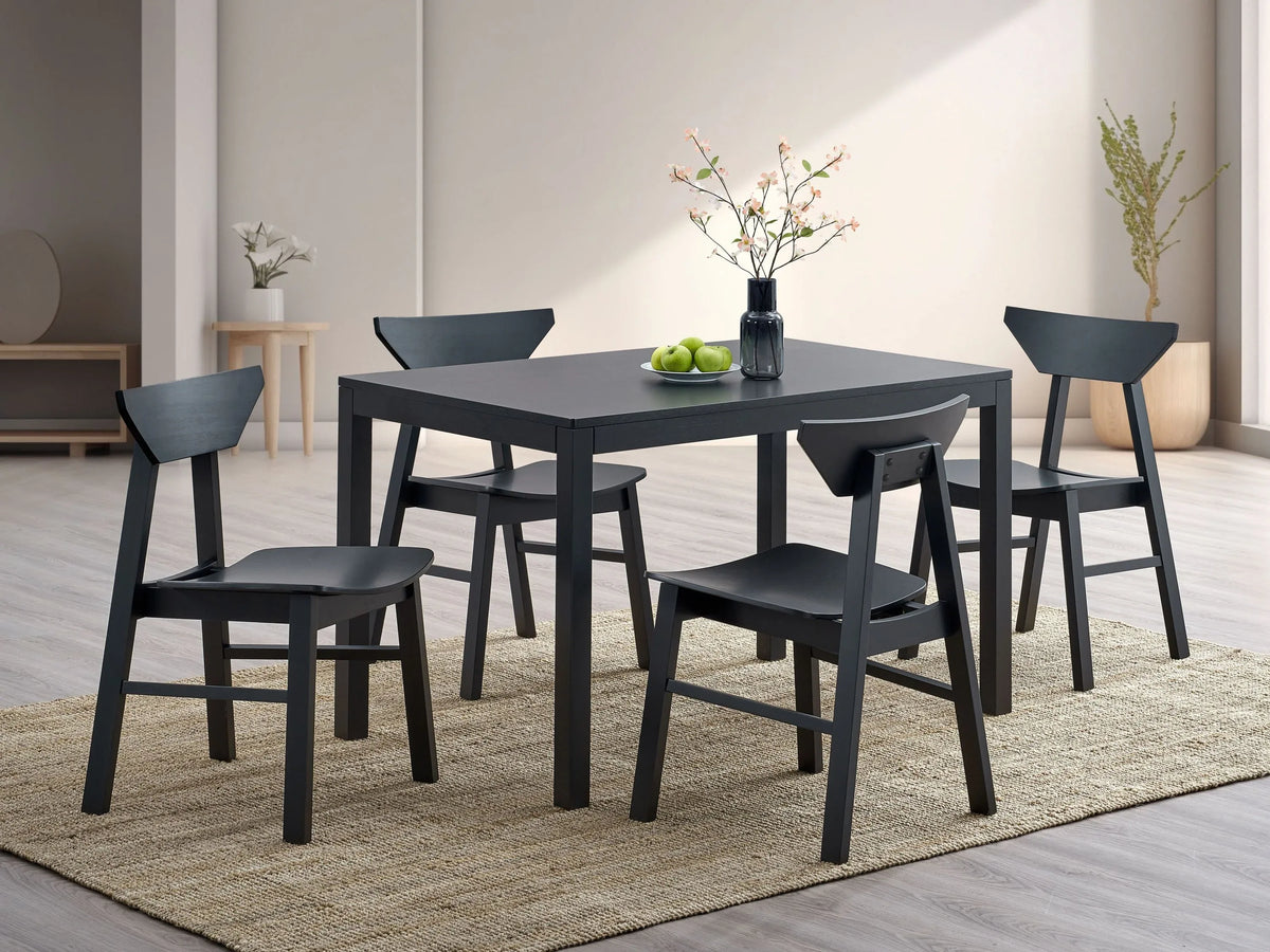 5-Piece Black Synthetic Wood Dining Table Chair Set - Omega Lifestyles
