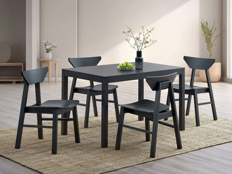 5-Piece Black Synthetic Wood Dining Table Chair Set - Omega Lifestyles