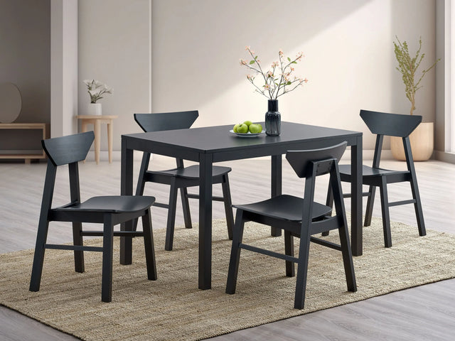 5-Piece Black Synthetic Wood Dining Table Chair Set - Omega Lifestyles