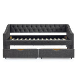 Twin Upholstered Tufted Daybed With Storage Drawers - Omega Lifestyles