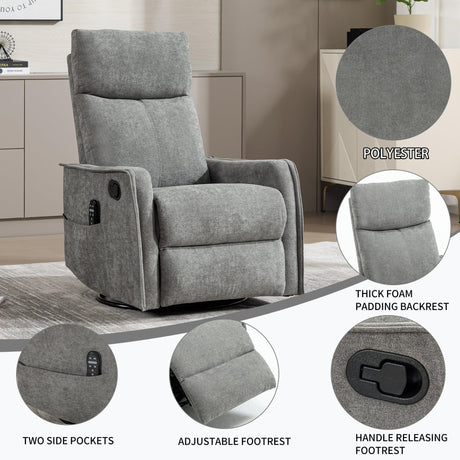 Heat Massage Recliner Chair With Swivel Rocker And Lumbar Heat - Omega Lifestyles