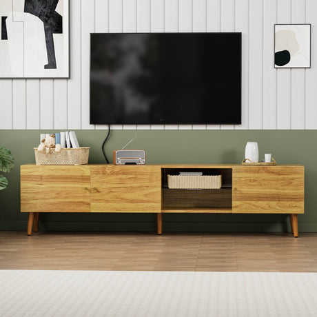 70-Inch Modern Mid Century Oak TV Stand - Omega Lifestyles