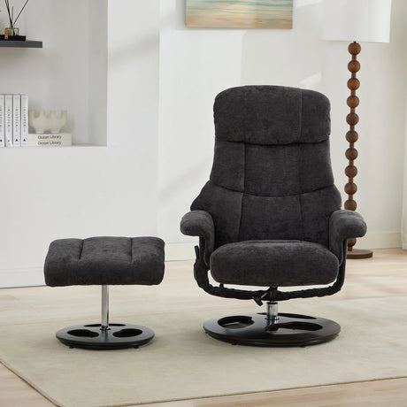 Modern Chenille Recliner Chair With Ottoman And Massage - Omega Lifestyles