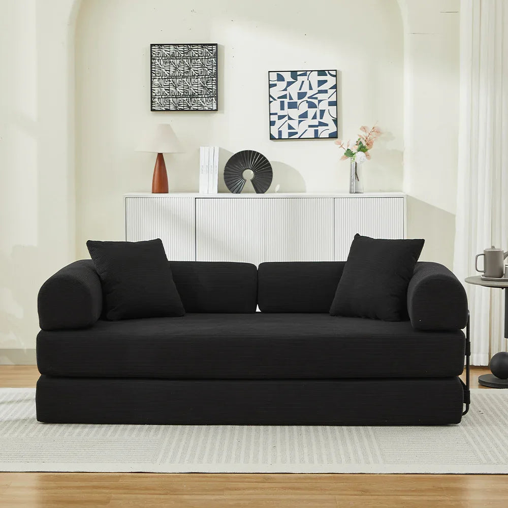 Corduroy Folding Sofa Bed With Foam Spring Mattress - Omega Lifestyles
