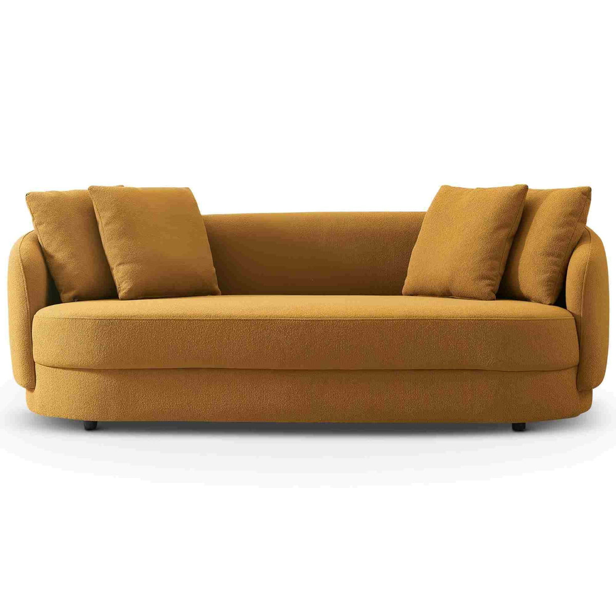 Mid-Century Modern Dark Yellow Boucle Sofa - Omega Lifestyles
