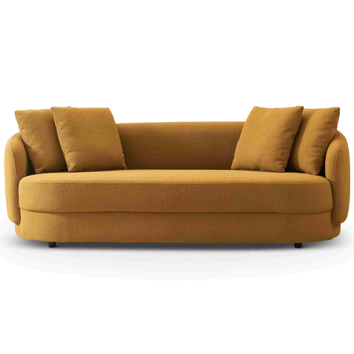 Mid-Century Modern Dark Yellow Boucle Sofa - Omega Lifestyles