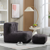 Velvet Memory Foam Bean Bag Chair With Ottoman - Omega Lifestyles