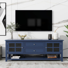Modern Blue MDF TV Stand With Storage Cabinet - Omega Lifestyles