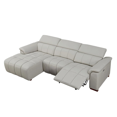 Electric Control Genuine Leather Wall Hugger Reclining L Chaise Sofa - Omega Lifestyles