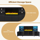 Modern Black LED Fireplace TV Stand with Shelves - Omega Lifestyles