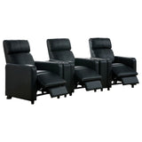 Warren Black Upholstered Three-Seat Home Theater Recliner Set - Omega Lifestyles